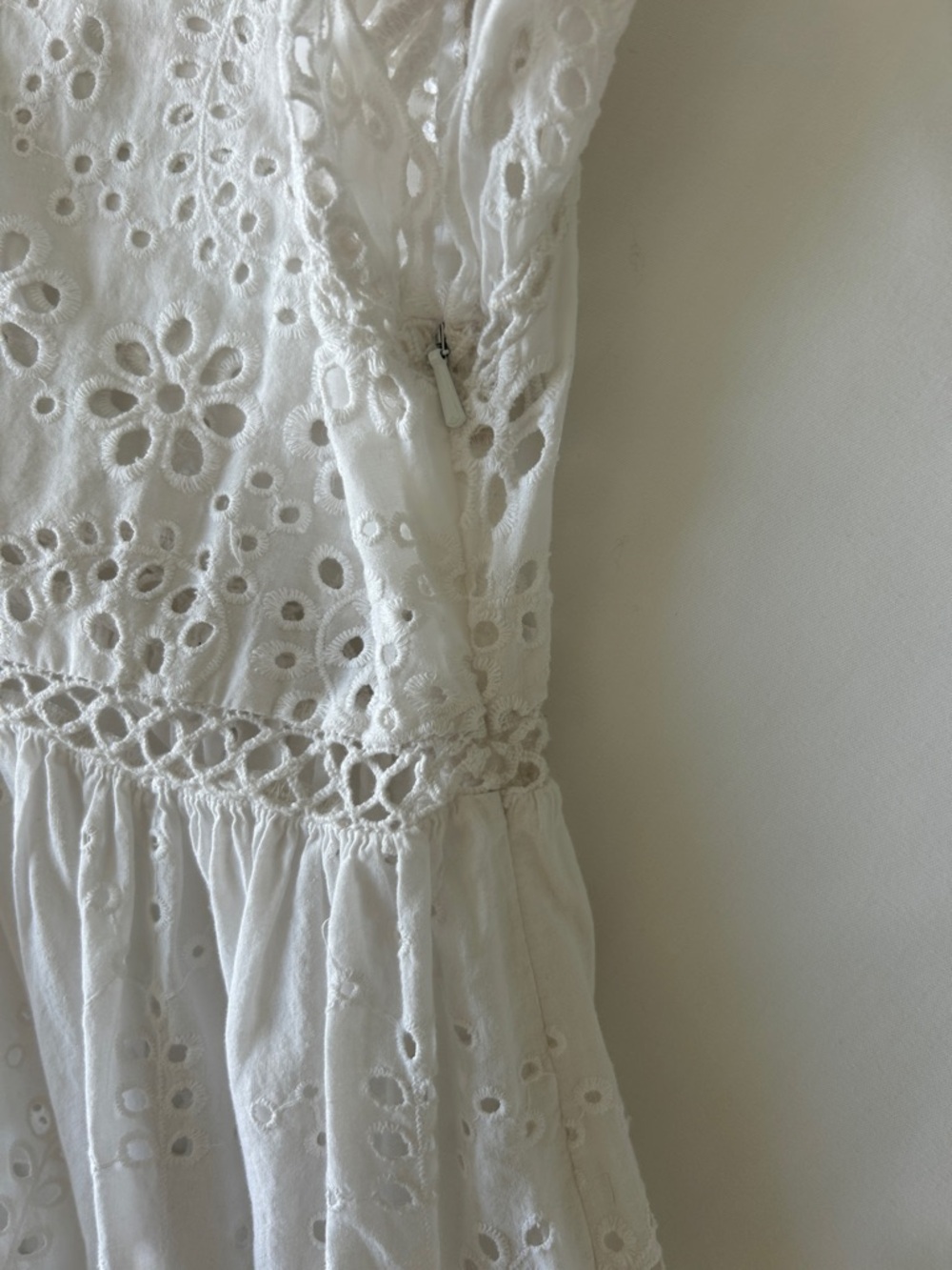 Zimmermann White Broderie Anglaise Midi Dress with Eyelet Detail 1 - Picture 12 of 12